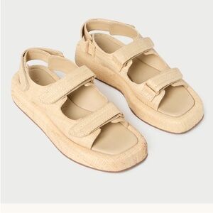 Loeffler Randall Blaise Natural Raffia Platform Sandal w/straps (Size 9.5) $295